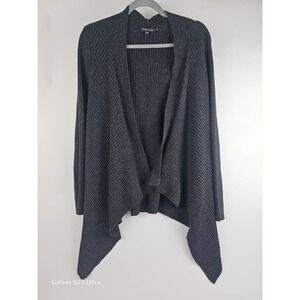 Women's,  Eileen Fisher asymmetrical open cardigan, szM, ribbed gray
